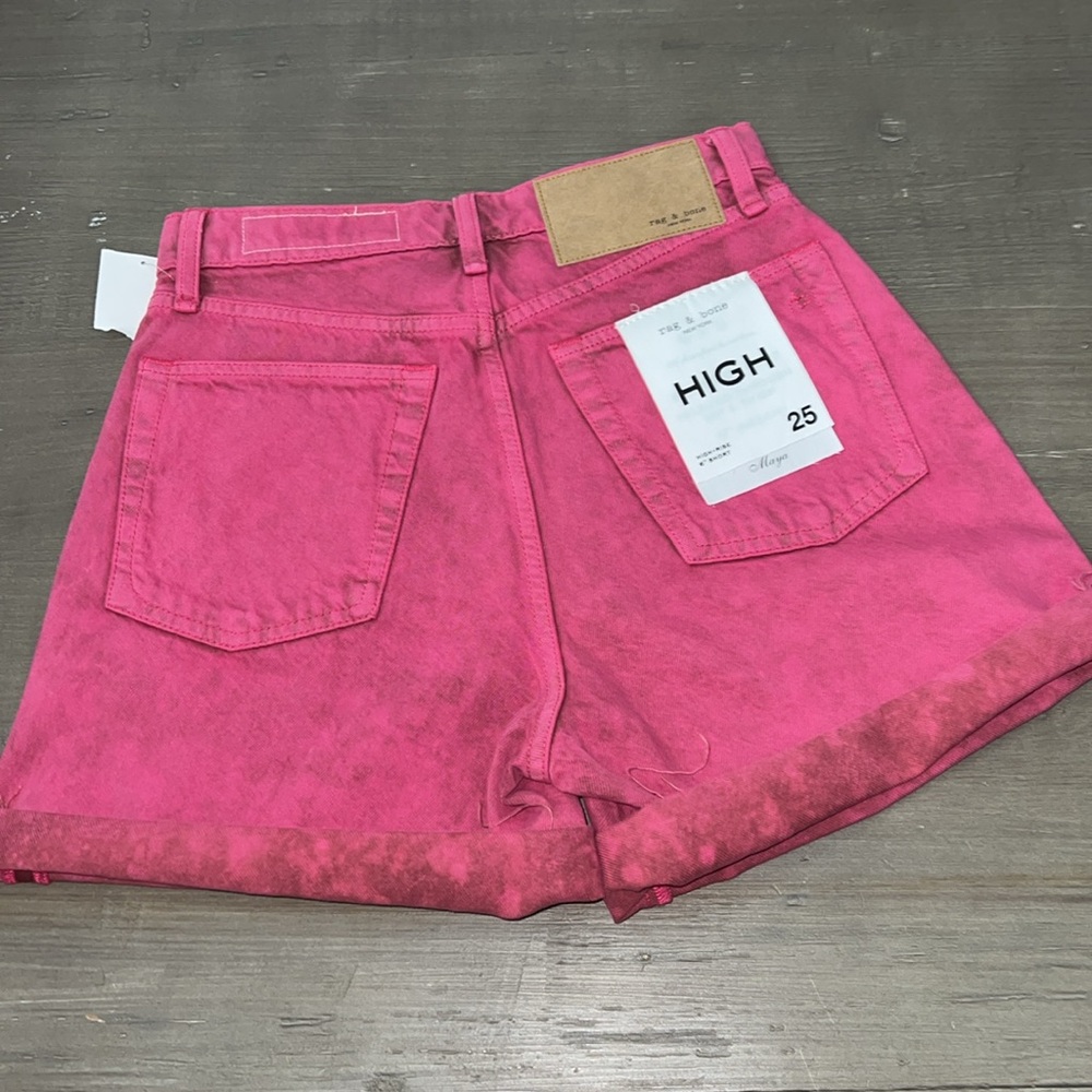 Rag & Bone Maya 6” Shorts Bright Fuchsia 25 Organic Cotton NWT - Picture 12 of 16